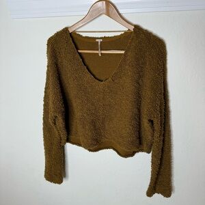 Free People Bronze Terry V Neck Sweater